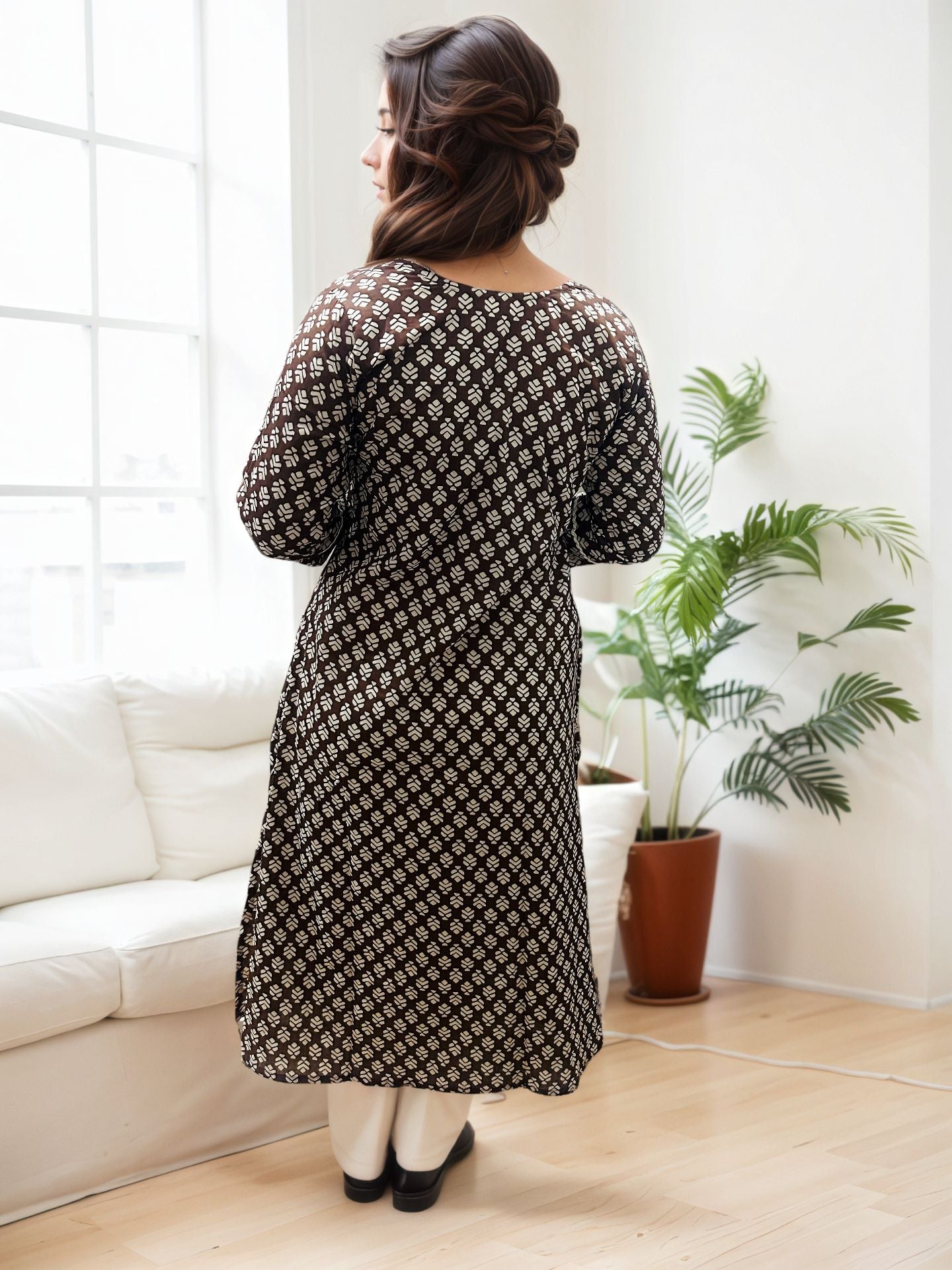 Brown Floral kurti