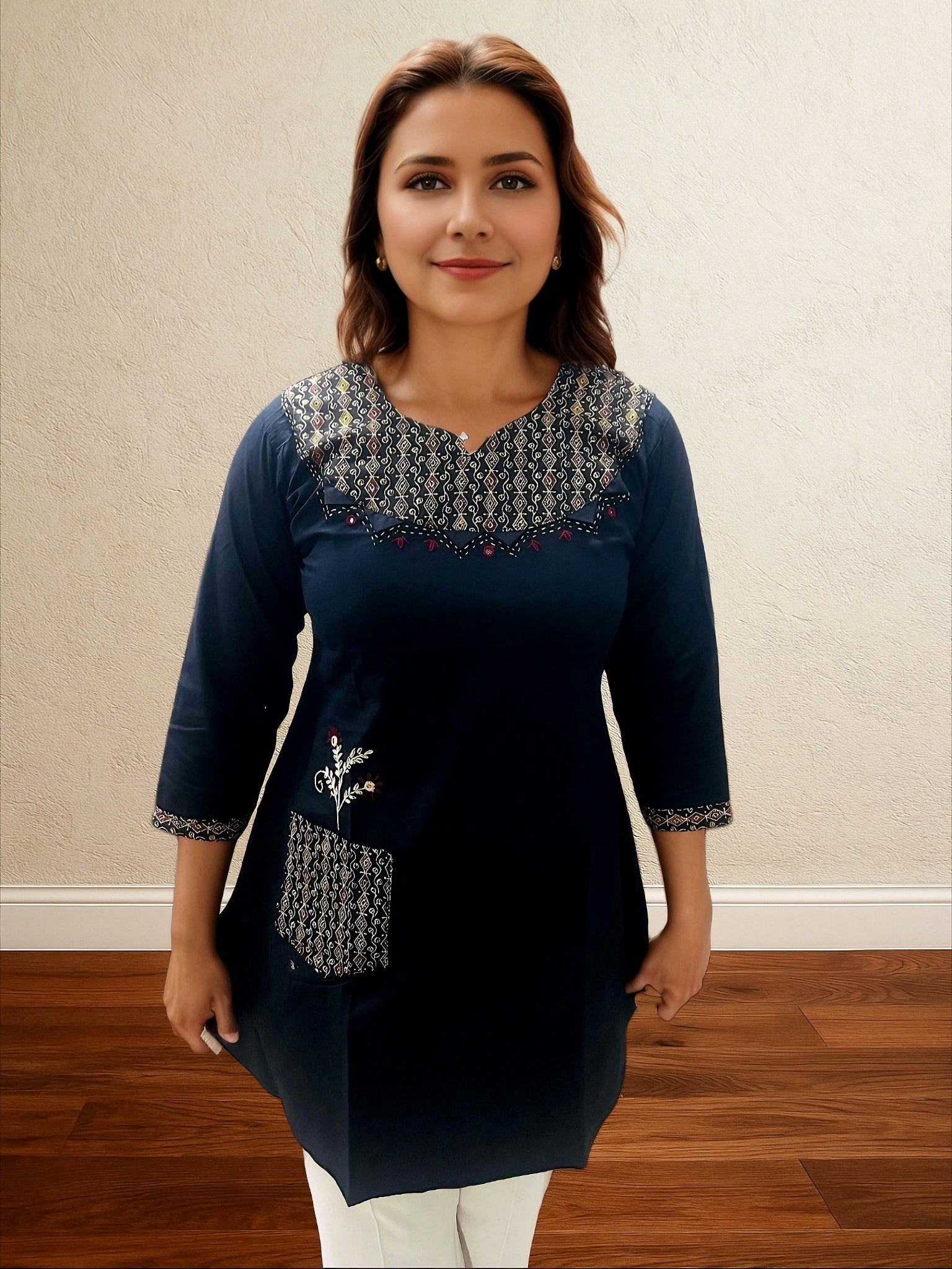 Black short  A Line with printed pattern
