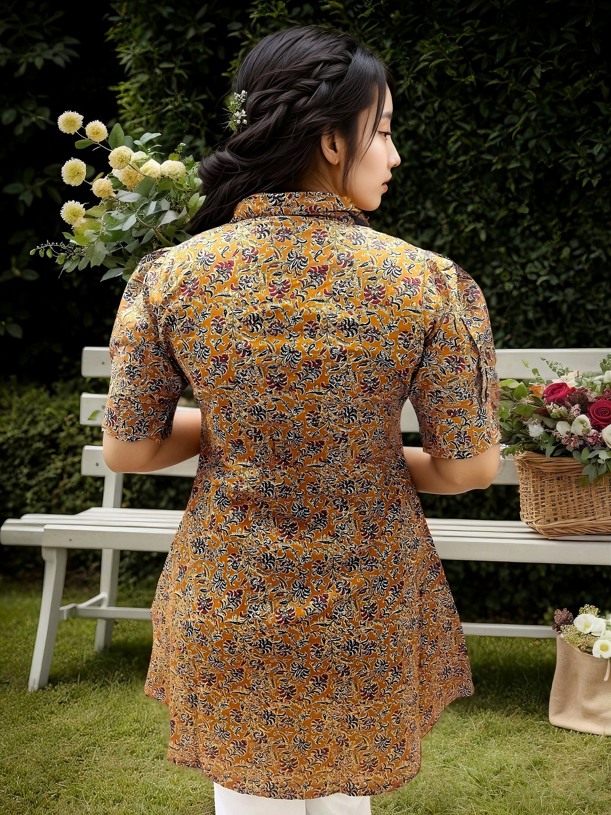 Mustard Kalamkari print short A Line